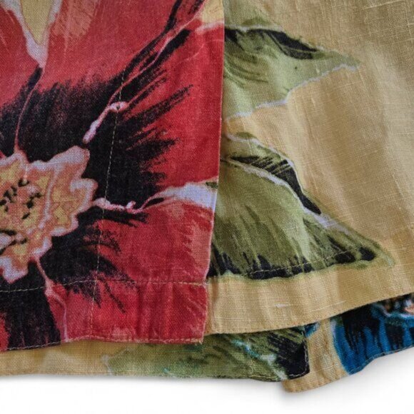 Chicos Medium/2 Women's Large Yellow Floral Print Linen Button-Up Blouse - Picture 5 of 7